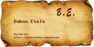 Babos Etele névjegykártya